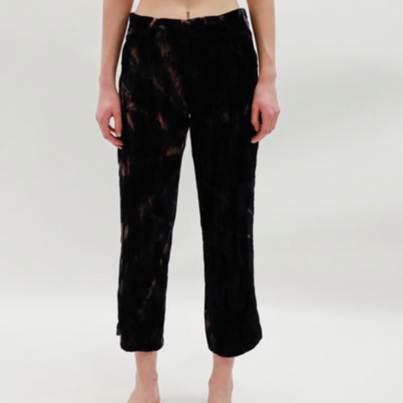 Collina Strada Pants - Collina Strada Velvet interrupted pants black tye dye size XS